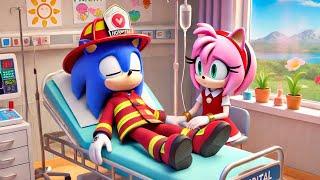 SONIC Firefighter Please Wake Up! Don't Leave AMY Alone| Sad Story | Sonic The Hedgehog 3 Animation