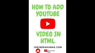 HOW TO ADD YOUTUBE VIDEO IN HTML #html #shorts #youtubevideo