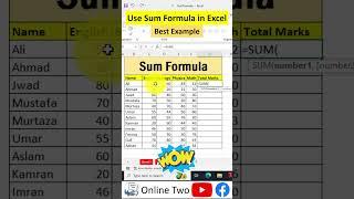 Sum Formula In Excel | Excel Formula | Sum Function