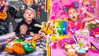 Five Kids Black vs Pink Mysterious Halloween Challenge