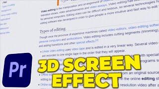 3D Screen Effect in Premiere Pro | Basic 3D Screen Effect