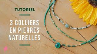 TUTORIEL | 3 colliers en pierres naturelles vertes et perles Miyuki - Colliers Boho Pour l'Automne