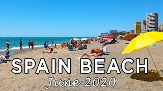 Relaxing Sunny Beach Walk in Spain, June 2020 [4K]