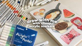 drawing food, trying out cheap acrylic markers | hightune‿