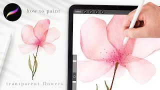here's how to paint simple transparent watercolor flowers  Procreate tips and tricks for beginners