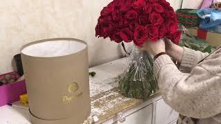 Как собрать розы в коробке | Цветы в шляпной коробке | DariRoza
