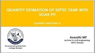 QUANTITY ESTIMATION OF SEPTIC TANK WITH SOAK PIT