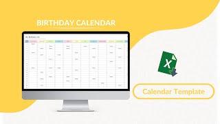 Birthday Calendar Excel Template