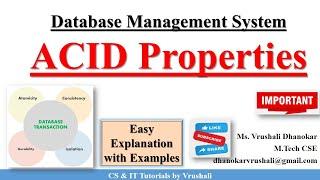DBMS 26: ACID Properties in DBMS with Examples | Transection | DBMS Full Course