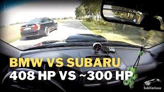 Subaru Impreza WRX STi 2l (ECU tuned 300 hp) Stock vs BMW 750i F01 4.4l (408 hp) Stock