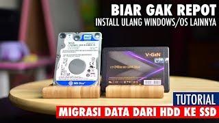 Tutorial migrasi dari HDD ke SSD! Biar gak repot install ulang Windows dan Apps!!