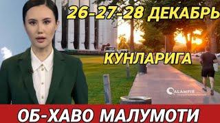 26-27-28 ДЕКАБРЬ КУНЛАРИ УЧУН ОБ ХАВО МАЛУМОТИ, ob havo.