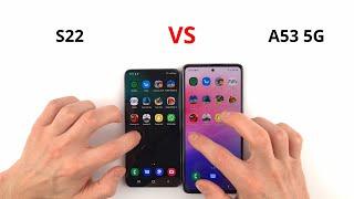 Samsung S22 vs A53 5G SPEED TEST