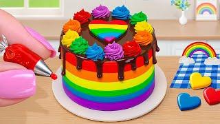 Ultimate Rainbow Mini Cake  | Satisfying Chocolate Drip Cake Decorating ASMR