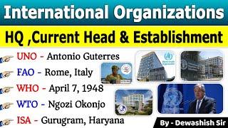 International Organisations & Headquarters | Chairman | Current Affairs 2024 | GK Tricks #current