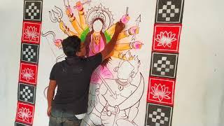 Maa Durga Painting on Wall #DinaArt#  Maa Durga Drawing Painting Step by Step Dina Art