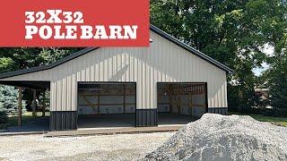 32x32 POLE BARN with (Textured) Metal Siding