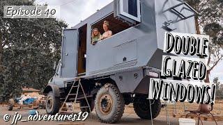 Residential DOUBLE GLAZED Window Installation and SLIDE OUT DECK! - UNIMOG DIY Camper (Eps. 40)