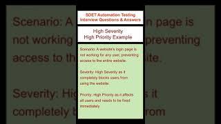 SOFTWARE TESTING : High Severity | High Priority Example - SDET Automation Testing Interview