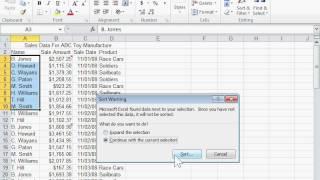 Sort One Column in a Range of Cells without Affecting the Others - Excel 2010