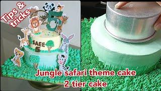 Jungle safari theme cake | Two tier cake Tips & tricks