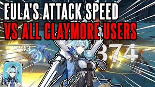 EULA ATTACK SPEED vs ALL CLAYMORES | MUST KNOW Animation Cancel Combo Guide - Genshin Impact