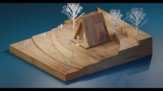 Maquette in blender #WOODEN ARCHITECTURAL MODEL 3D #blender3d #sketchup2020