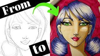 How to COLOR (and Shade) a Whimsical FACE in COPIC MARKERS 