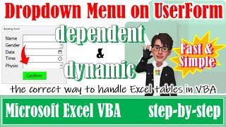 Dependent dropdown list (dropdown menu) on Excel VBA UserForm #excel #vba #microsoft