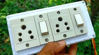 Most common used Switch board wiring | 2sockets+2swithes wiring | Extension box wiring process