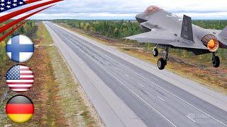 NATO Fighter Jets Land on Highway Near Russia in Exercise – US F-35, Finnish F/A-18, German Typhoon