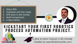 RPA|Free Certification|learn to  Kickstart your first Robotics Process Automation Project.