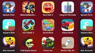 Splash Park, Stickman Epic Archer, Red Ball 5, Icing On The Cake, Square Bird, Hill Climb 2