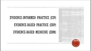 Evidence-Informed Practice, Evidence-Based Practice, Evidence-Based Medicine