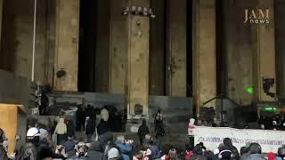 Participants of the rally are doused with water. Tbilisi, Geoegia /JAMnews English