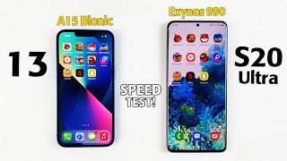 iPhone 13 vs Samsung S20 Ultra SPEED TEST! A15 Bionic vs Exynos 990