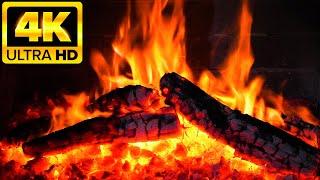 Cozy Winter Night with Warm Fireplace  4K HD Fireplace Video with Crackling Fire Sounds 10 Hours