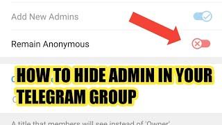 how to hide all admin in your telegram group