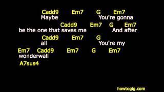 Wonderwall Oasis Lyrics and chords