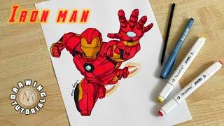 How to draw MARVEL characters Iron Man step by step / Iron Man drawing tutorial