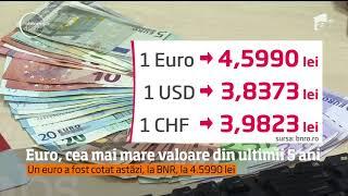 Veşti proaste de la Banca Naţională de României! Euro a atins cel mai mare nivel din ultimii cin