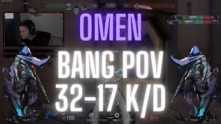 100T Bang POV Omen on Ascent 32-17 K/D (VALORANT Pro POV)