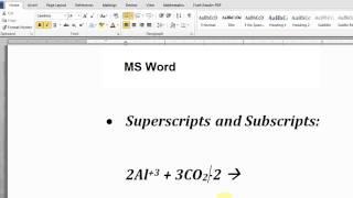 MS Word Superscripts & Subscripts