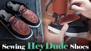 Sewing HeyDude Shoes on Patch Machine