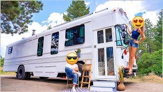 Young Couple Transforms Vintage School Bus into Stunning Tiny Home | Incredible Skoolie Conversion