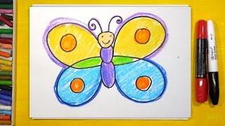 Как нарисовать Бабочку, Урок рисования для детей от 3 лет