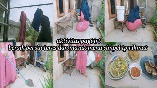 Aktivitas pagi irt || jemur baju, siram tanaman, bersihbersih teras, masak menu simpel @mamasyauqia4231