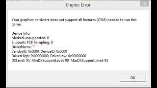 Your graphics hardware does not support all features CSM RESOLVIDO