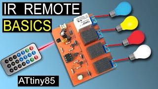 Make ATtiny85 IR Remote Control Device Using Relay Module | Learn AVR Microcontroller Programming