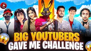 BIG FREE FIRE YOUTUBERS GAVE ME CHALLENGE | HARDEST CHALLANGE IN FREE FIRE BY YOUTUBERS